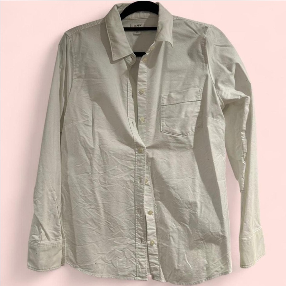 J. Crew White Casual Button-Down Shirt